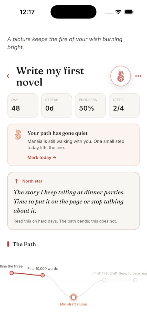 Wawata wish detail with journey path